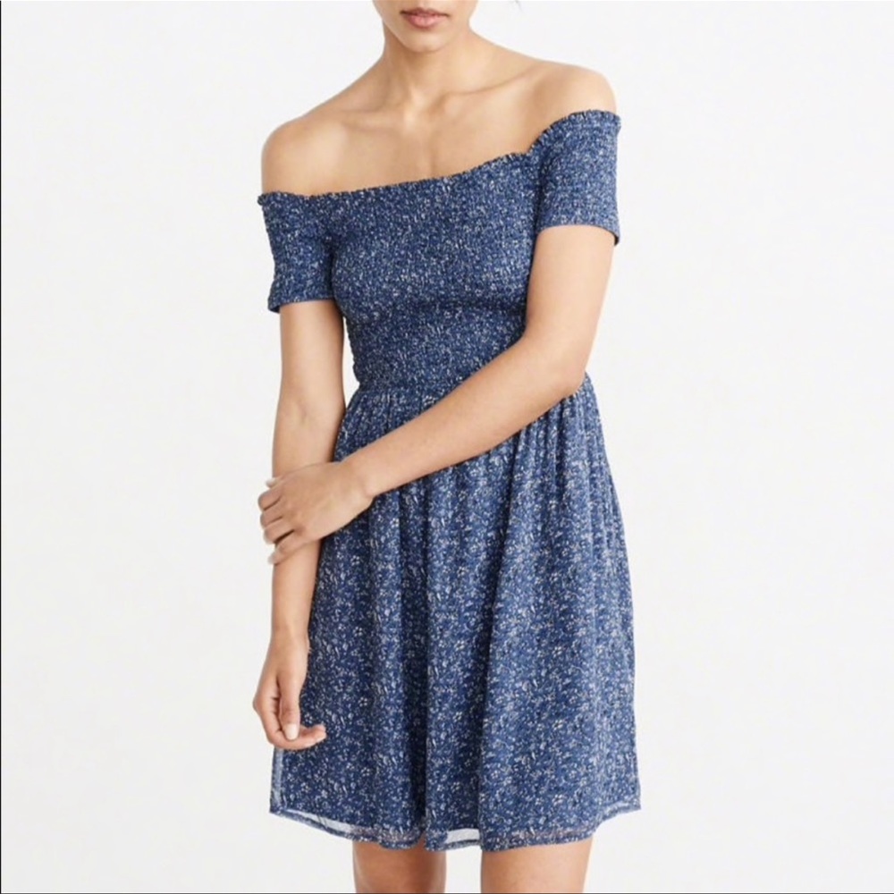 Abercrombie & Fitch Smocked Off-The-Shoulder Mini Dress